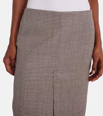 Jupe midi en laine à carreaux | Gucci