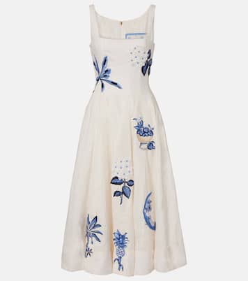 Frontera Wild embroidered linen midi dress | Agua by Agua Bendita