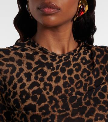 Leopard-print ruched tulle minidress | Saint Laurent