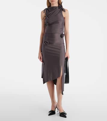 Floral-appliqué satin midi skirt | Coperni