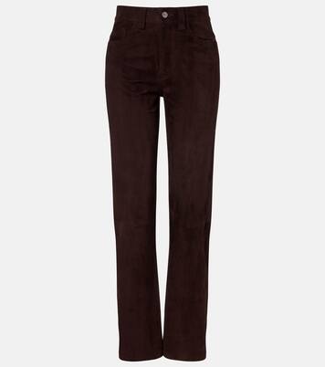 Pantaloni regular Callum in suede a vita alta | Khaite