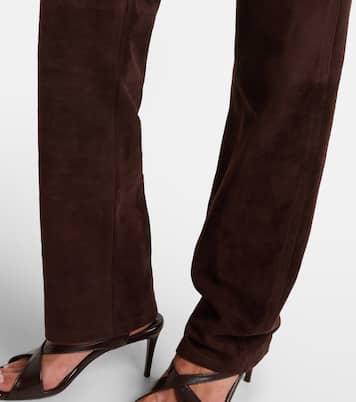 Pantaloni regular Callum in suede a vita alta | Khaite