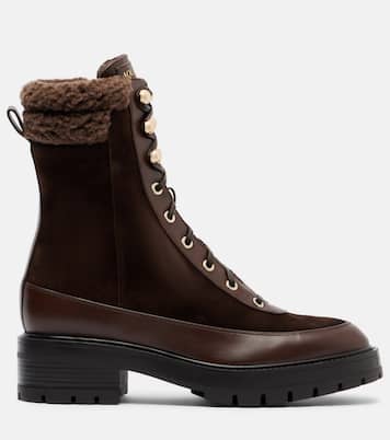 Very Cortina shearling-trimmed suede lace-up boots  | Aquazzura