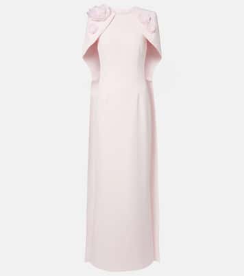 Lennox floral-appliqué caped crêpe gown | Safiyaa