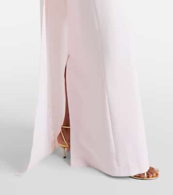 Lennox floral-appliqué caped crêpe gown | Safiyaa