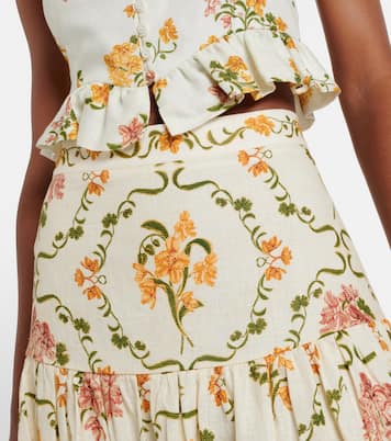 Anis Cordillera floral cotton maxi skirt | Agua by Agua Bendita