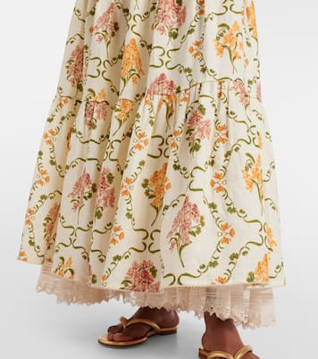 Anis Cordillera floral cotton maxi skirt | Agua by Agua Bendita