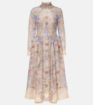 Rebellion linen and silk midi dress | Zimmermann
