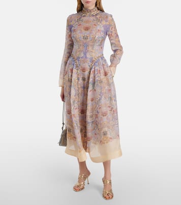 Rebellion linen and silk midi dress | Zimmermann