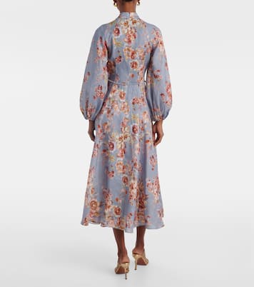 Awaken floral linen midi dress | Zimmermann