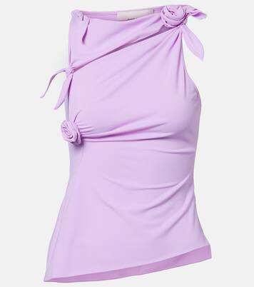 Floral-appliqué gathered jersey top | Coperni