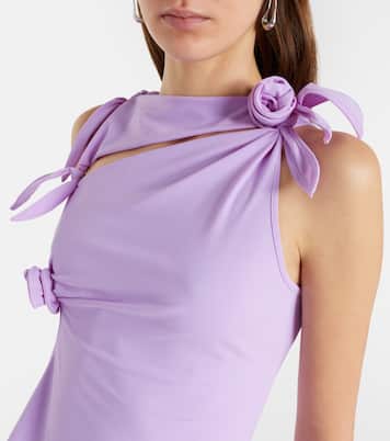 Floral-appliqué gathered jersey top | Coperni