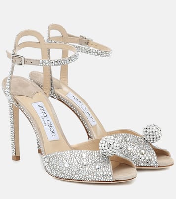 Sandali Sacora 100 in suede con cristalli | Jimmy Choo