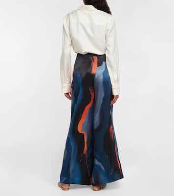 Pantalon ample Calla imprimé en satin | Roksanda