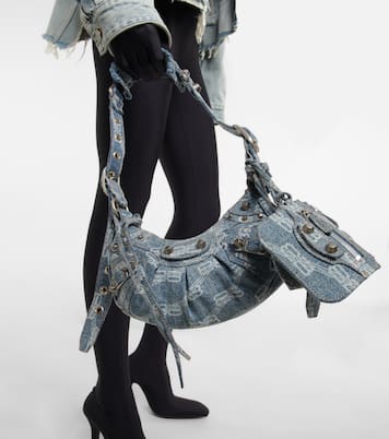 Le Cagole XS denim shoulder bag | Balenciaga
