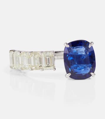 Floating 18kt 화이트 골드 사파이어 다이아몬드 링 | Shay Jewelry