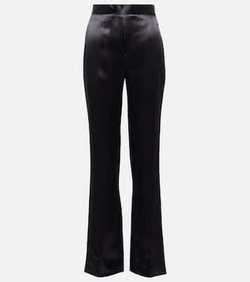 Pantaloni regular a vita alta in raso | Victoria Beckham