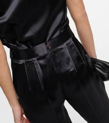 Pantaloni regular a vita alta in raso | Victoria Beckham