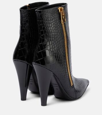 Croc-effect leather ankle boots | Tom Ford