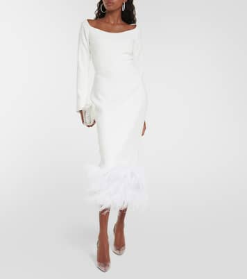 Robe midi en crêpe à plumes | Rasario