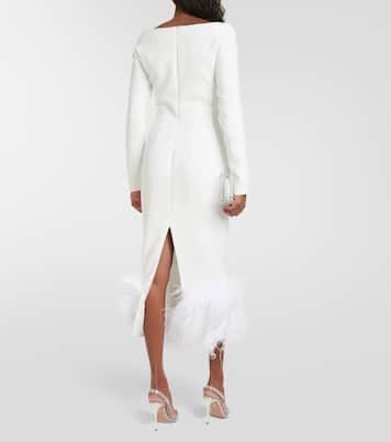 Robe midi en crêpe à plumes | Rasario