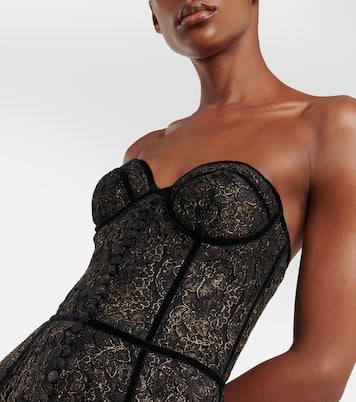 Castora strapless lace midi dress | Costarellos