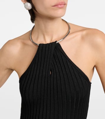 Rhea metallic-knit midi dress | Galvan
