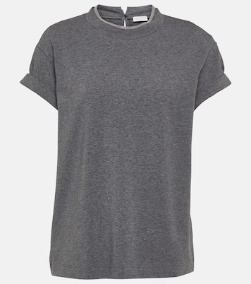 Embellished cotton-blend T-shirt | Brunello Cucinelli