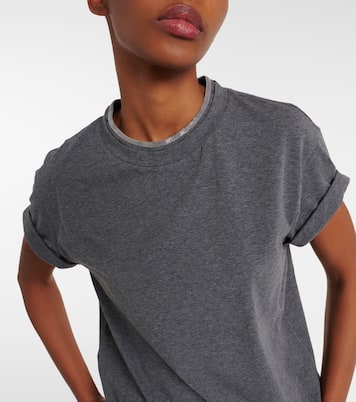 Embellished cotton-blend T-shirt | Brunello Cucinelli