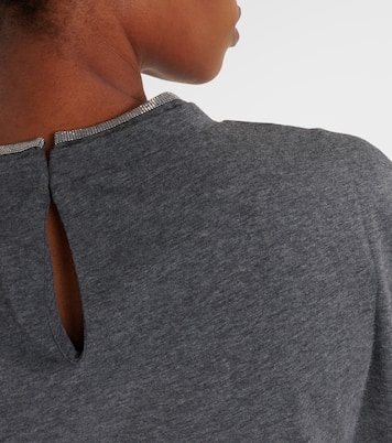 Embellished cotton-blend T-shirt | Brunello Cucinelli