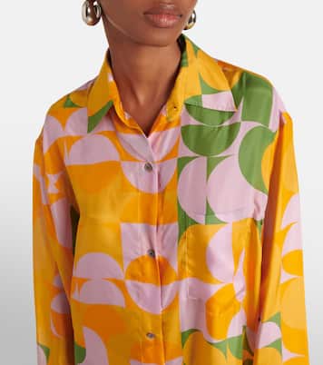 Abito chemisier in seta con stampa | Dries Van Noten