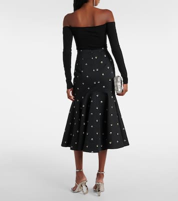 Gonna midi in jacquard con ricamo | Erdem