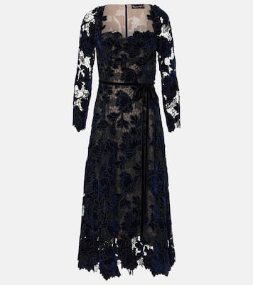 Abito midi in pizzo guipure di velluto | Oscar de la Renta