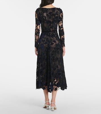 Abito midi in pizzo guipure di velluto | Oscar de la Renta