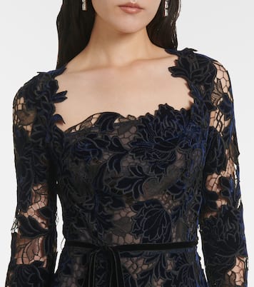 Abito midi in pizzo guipure di velluto | Oscar de la Renta