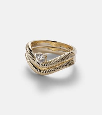 Set di 2 anelli Tina in oro 14kt con diamante | Stone and Strand