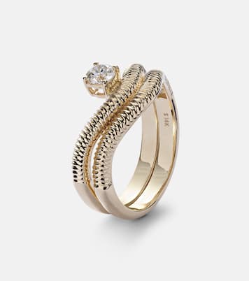 Set di 2 anelli Tina in oro 14kt con diamante | Stone and Strand