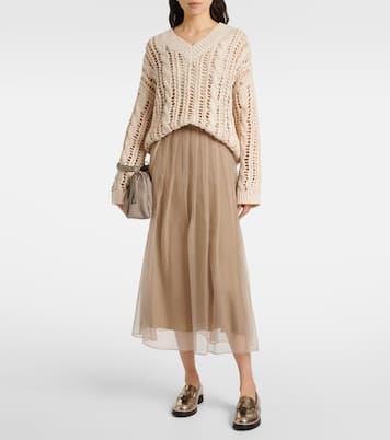 Falda midi de seda | Brunello Cucinelli