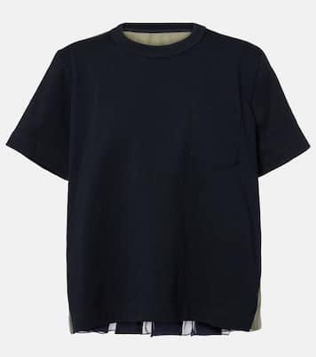 T-shirt in jersey di cotone e twill | Sacai