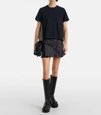 T-shirt in jersey di cotone e twill | Sacai