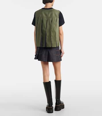 T-shirt in jersey di cotone e twill | Sacai