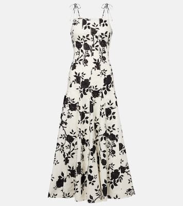 Floral linen and cotton midi dress | Self-Portrait