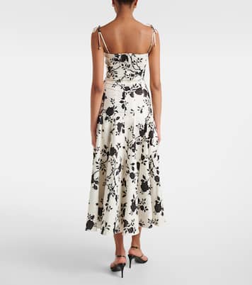 Floral linen and cotton midi dress | Self-Portrait