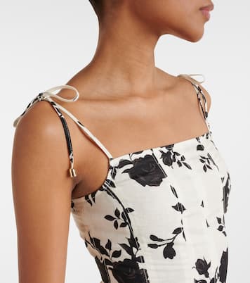 Floral linen and cotton midi dress | Self-Portrait