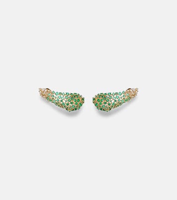 Scatter 18kt gold earrings with emeralds and diamonds | Ananya