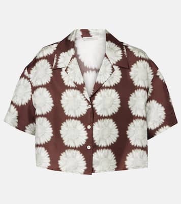 Lincoln floral silk twill cropped shirt | Asceno