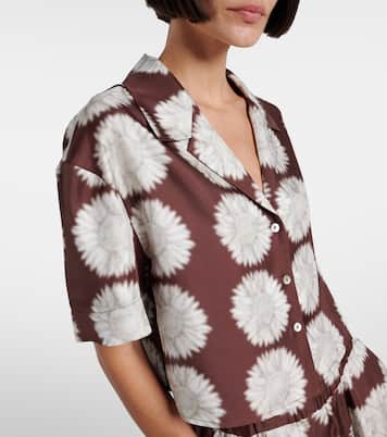 Lincoln floral silk twill cropped shirt | Asceno
