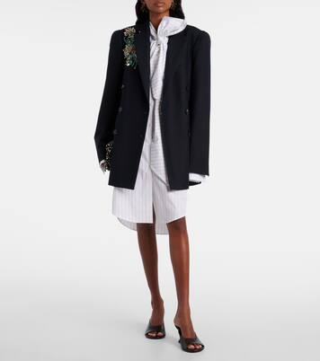 Striped tie-neck cotton minidress | Dries Van Noten