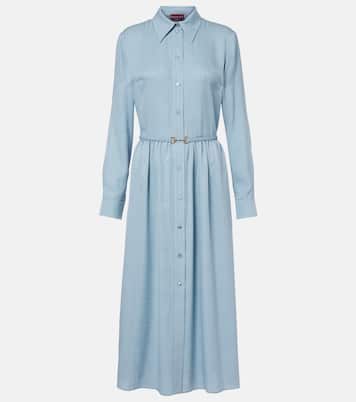 Interlocking G belted silk shirt dress | Gucci