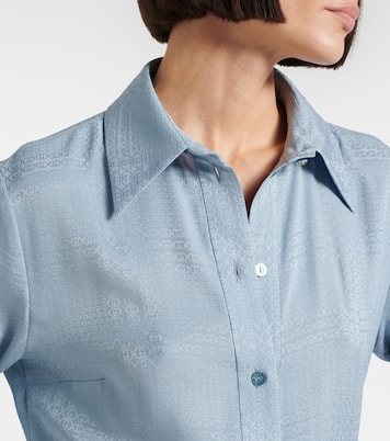 Interlocking G belted silk shirt dress | Gucci